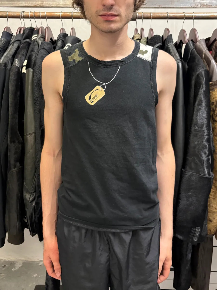 Cavalli Military Trompe L’oeil Necklace Black Tank Top VgzZfLB 1