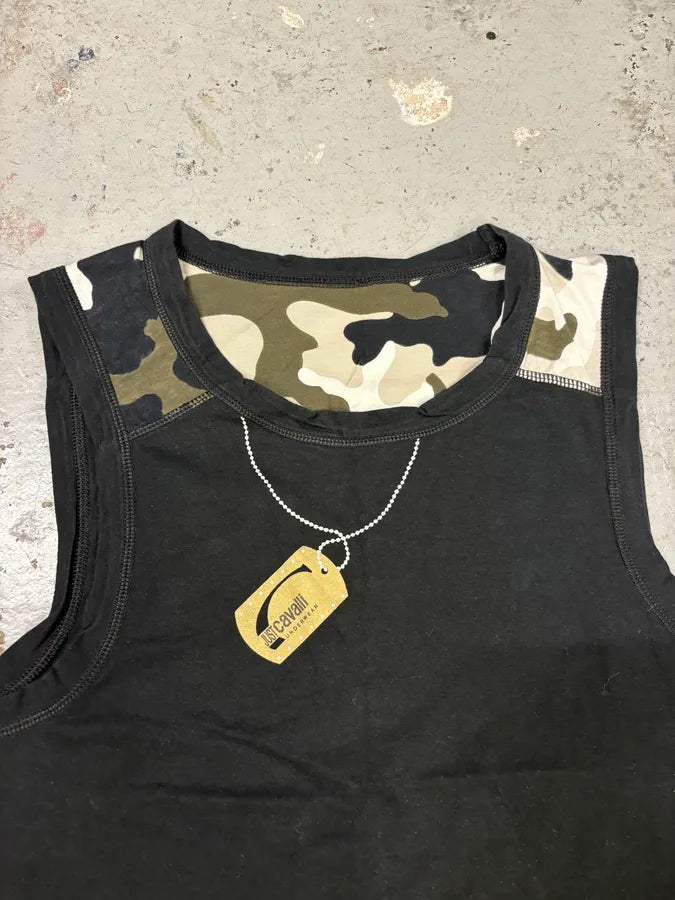 Cavalli Military Trompe L’oeil Necklace Black Tank Top VgzZfLB 6