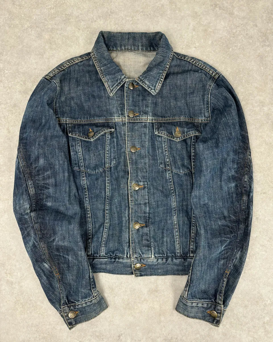 2000S Cavalli Navy Faded Denim Jacket VesMFfN 0
