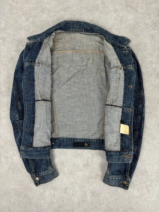 2000S Cavalli Navy Faded Denim Jacket VesMFfN 6