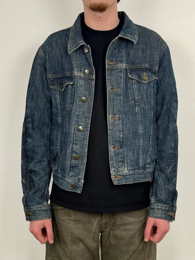 2000S Cavalli Navy Faded Denim Jacket VesMFfN 1