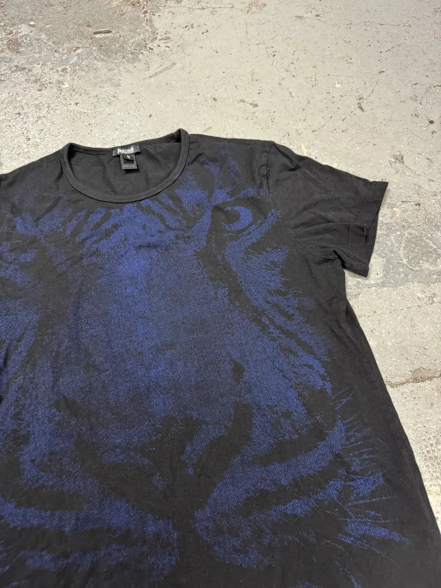 Cavalli Obscure Blue Tiger Black T-Shirt pcwneMb 4