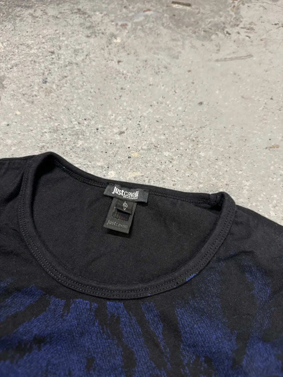 Cavalli Obscure Blue Tiger Black T-Shirt pcwneMb 6