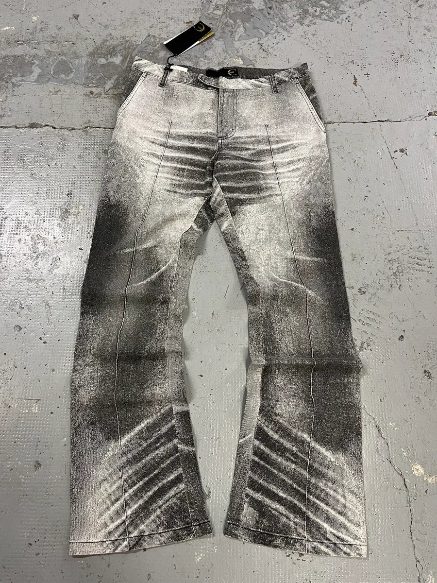 Cavalli Overprint Shadow Faded Grey White Pants TaASeqW 0