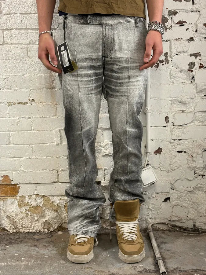 Cavalli Overprint Shadow Faded Grey White Pants TaASeqW 1