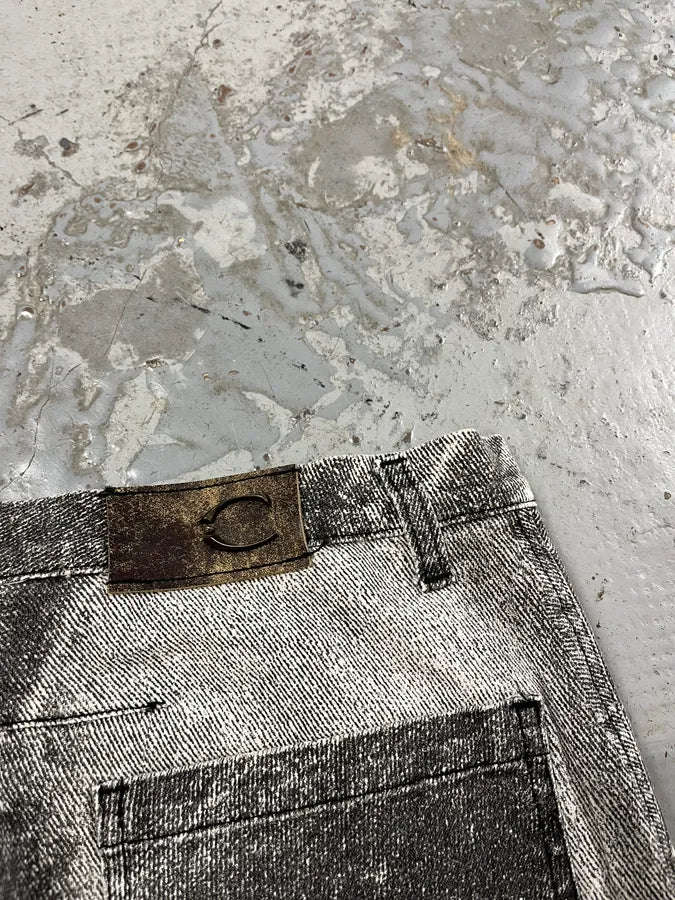 Cavalli Overprint Shadow Faded Grey White Pants TaASeqW 10
