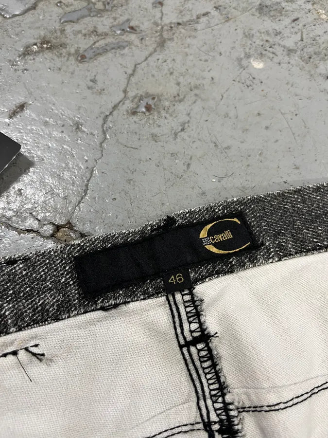 Cavalli Overprint Shadow Faded Grey White Pants TaASeqW 12