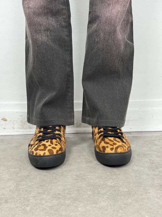 Cavalli Pony Hair Leopard High Leather Sneakers ITevDaS 1