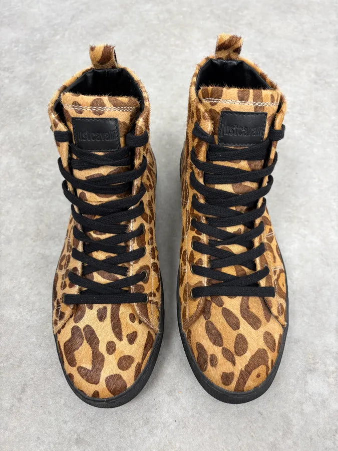 Cavalli Pony Hair Leopard High Leather Sneakers ITevDaS 3