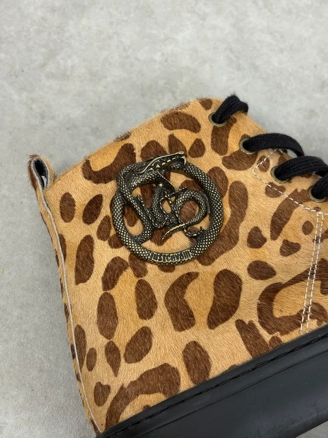 Cavalli Pony Hair Leopard High Leather Sneakers ITevDaS 10