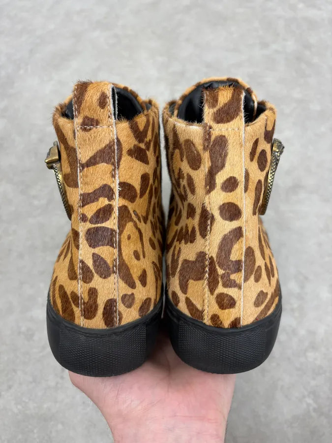 Cavalli Pony Hair Leopard High Leather Sneakers ITevDaS 8
