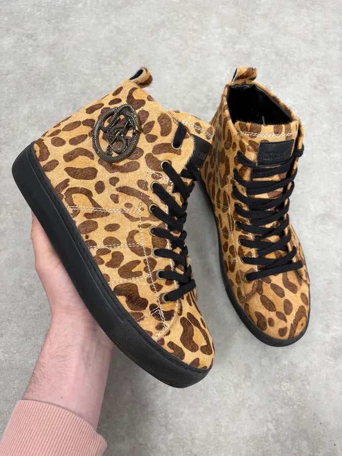 Cavalli Pony Hair Leopard High Leather Sneakers ITevDaS 0