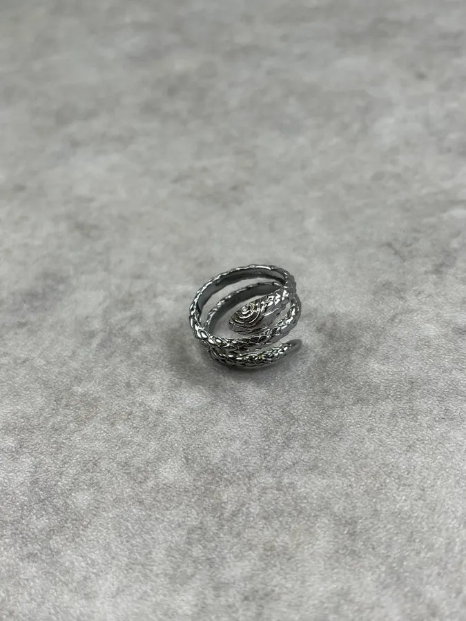 Cavalli Silver Grey Metal Braided Snake Ring zSloqpn 1