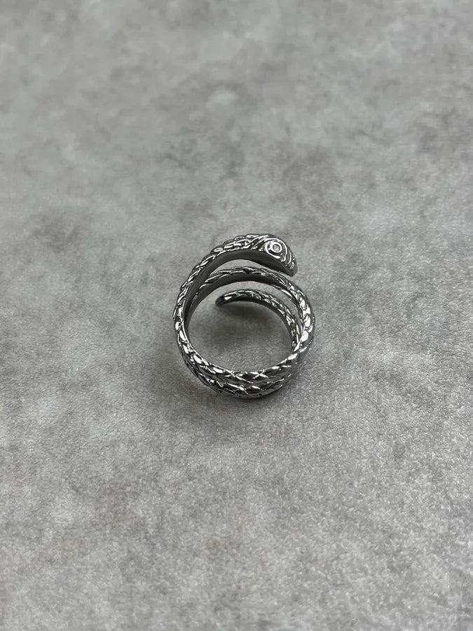 Cavalli Silver Grey Metal Braided Snake Ring zSloqpn 2