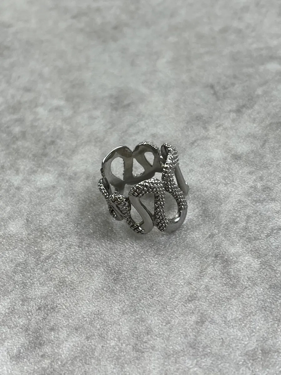 Cavalli Silver Metal Textured Ring NQMjbhq 1