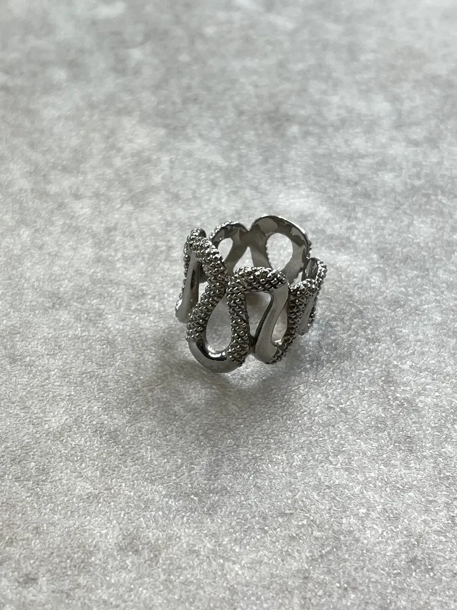 Cavalli Silver Metal Textured Ring NQMjbhq 3