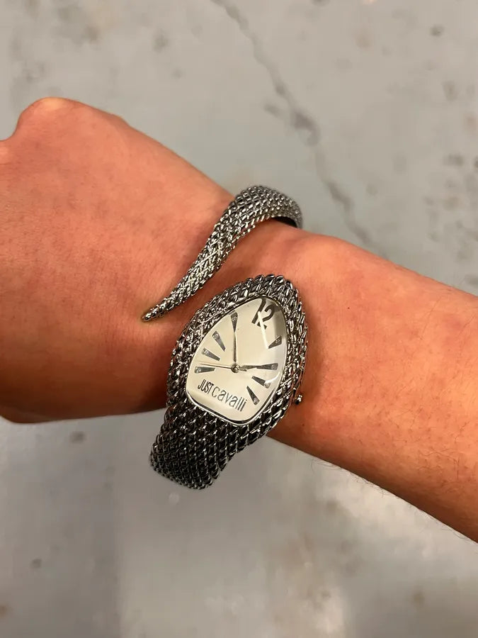 Cavalli Silver Steel Grey Cobra Snake Watch JHtigst 2