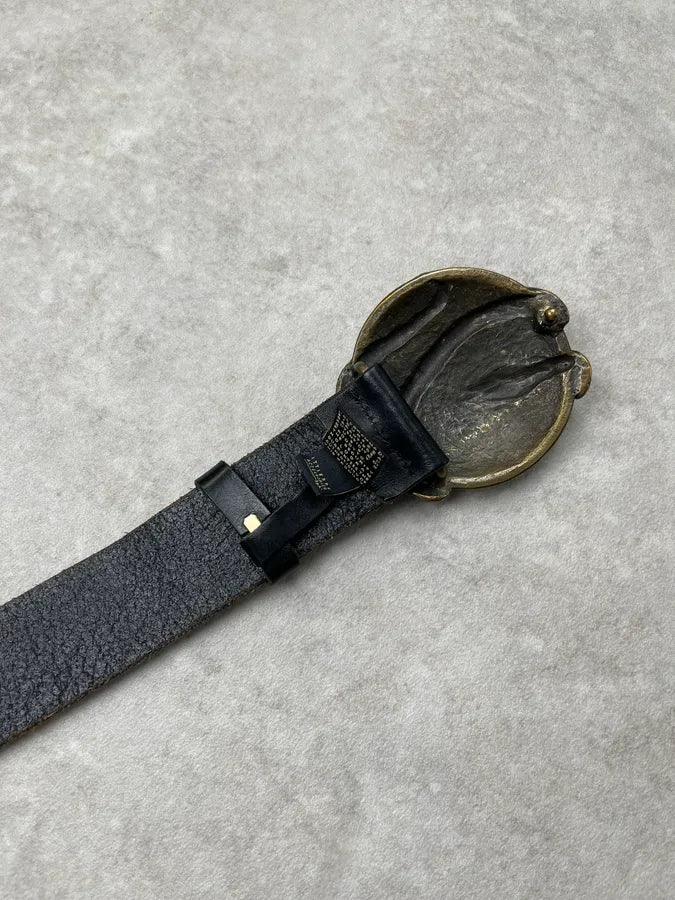 Cavalli Snake Turquoise Stones Buckle Black Leather Belt JLnwkLv 6