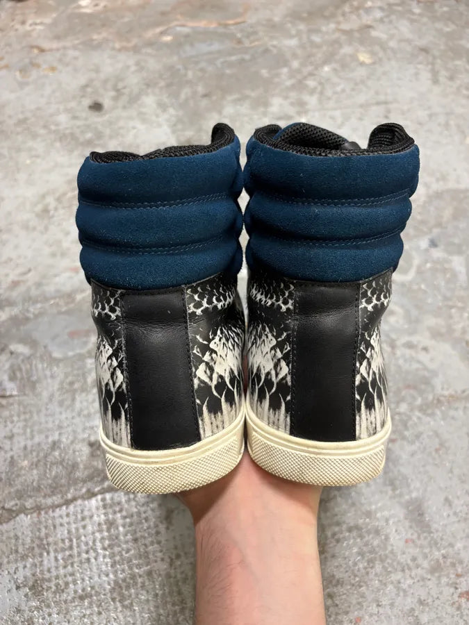 AW2008 Cavalli Snakeskin Effect Blue & Black High Sneakers CSBrgVQ 6