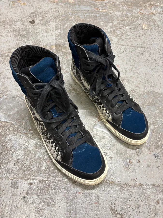 AW2008 Cavalli Snakeskin Effect Blue & Black High Sneakers CSBrgVQ 3