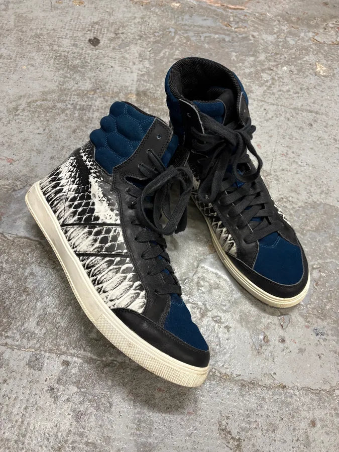 AW2008 Cavalli Snakeskin Effect Blue & Black High Sneakers CSBrgVQ 4