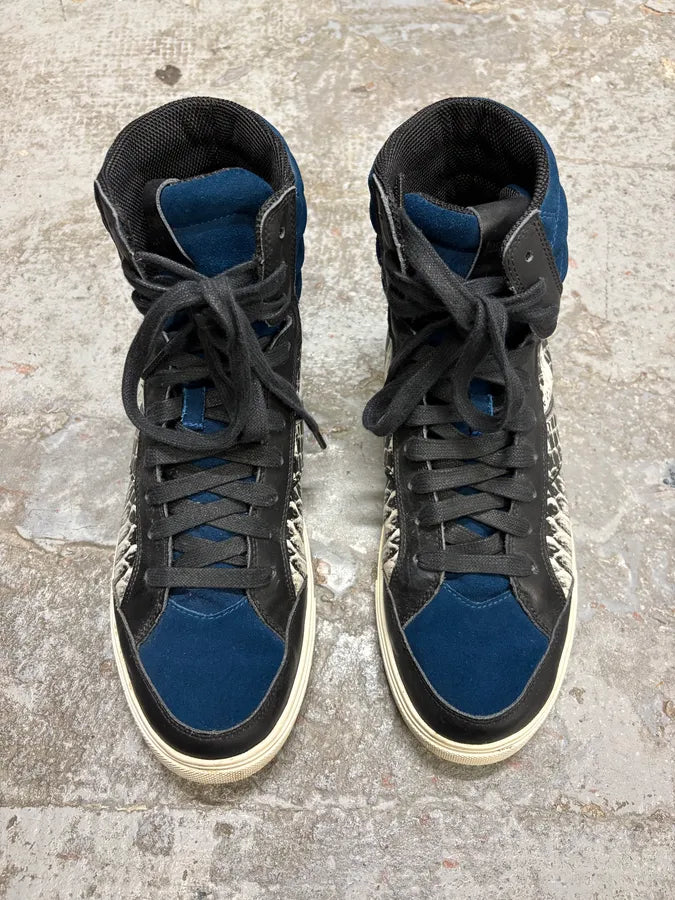 AW2008 Cavalli Snakeskin Effect Blue & Black High Sneakers CSBrgVQ 1