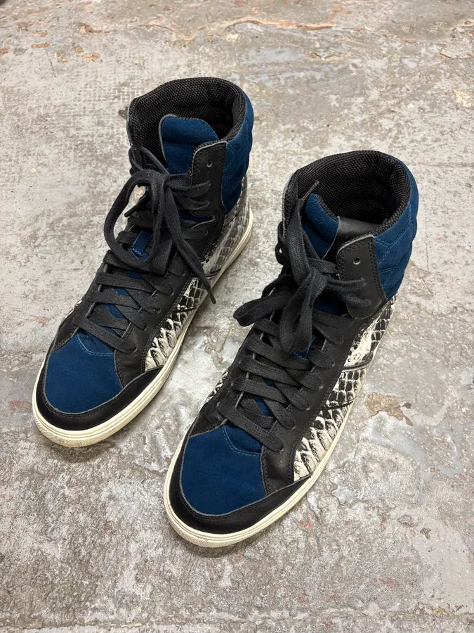 AW2008 Cavalli Snakeskin Effect Blue & Black High Sneakers CSBrgVQ 2