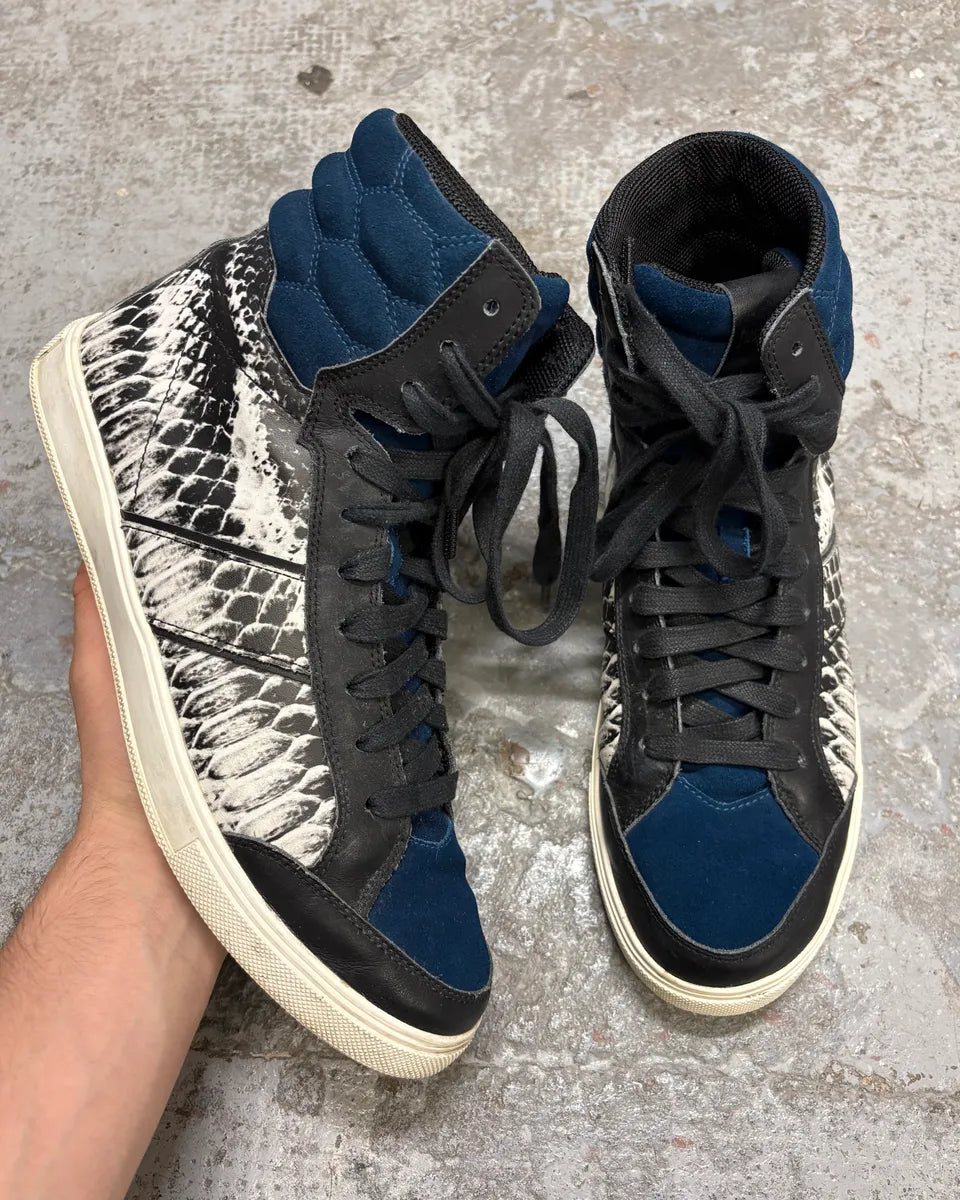 AW2008 Cavalli Snakeskin Effect Blue & Black High Sneakers CSBrgVQ 0