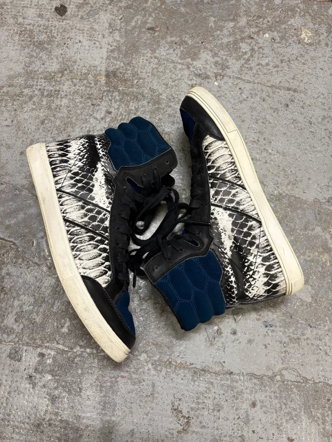 AW2008 Cavalli Snakeskin Effect Blue & Black High Sneakers CSBrgVQ 5