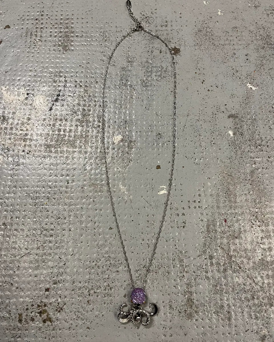 Cavalli Stainless Steel Purple Strass Octopus Pendant Necklace YtStPAl 0
