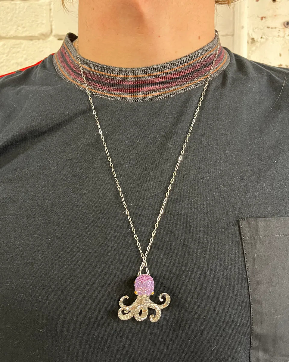 Cavalli Stainless Steel Purple Strass Octopus Pendant Necklace YtStPAl 1