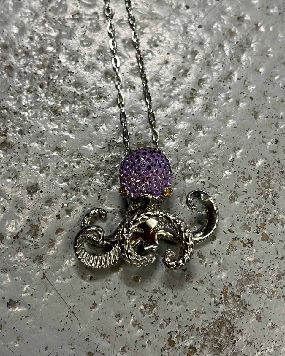 Cavalli Stainless Steel Purple Strass Octopus Pendant Necklace YtStPAl 2