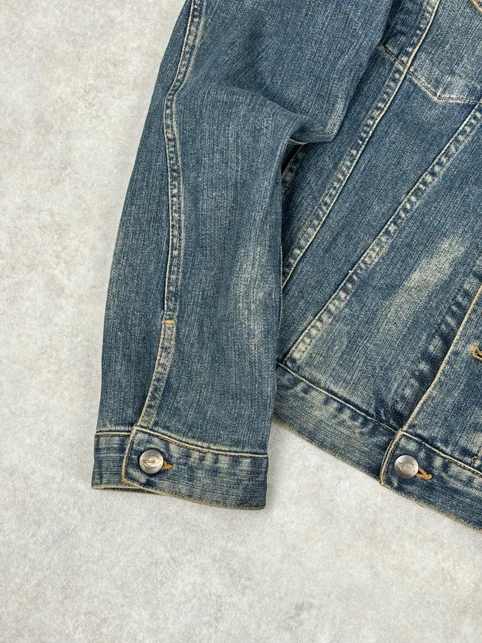 2000s Cavalli Blue Faded Studded Denim Jacket OsDNHak 8