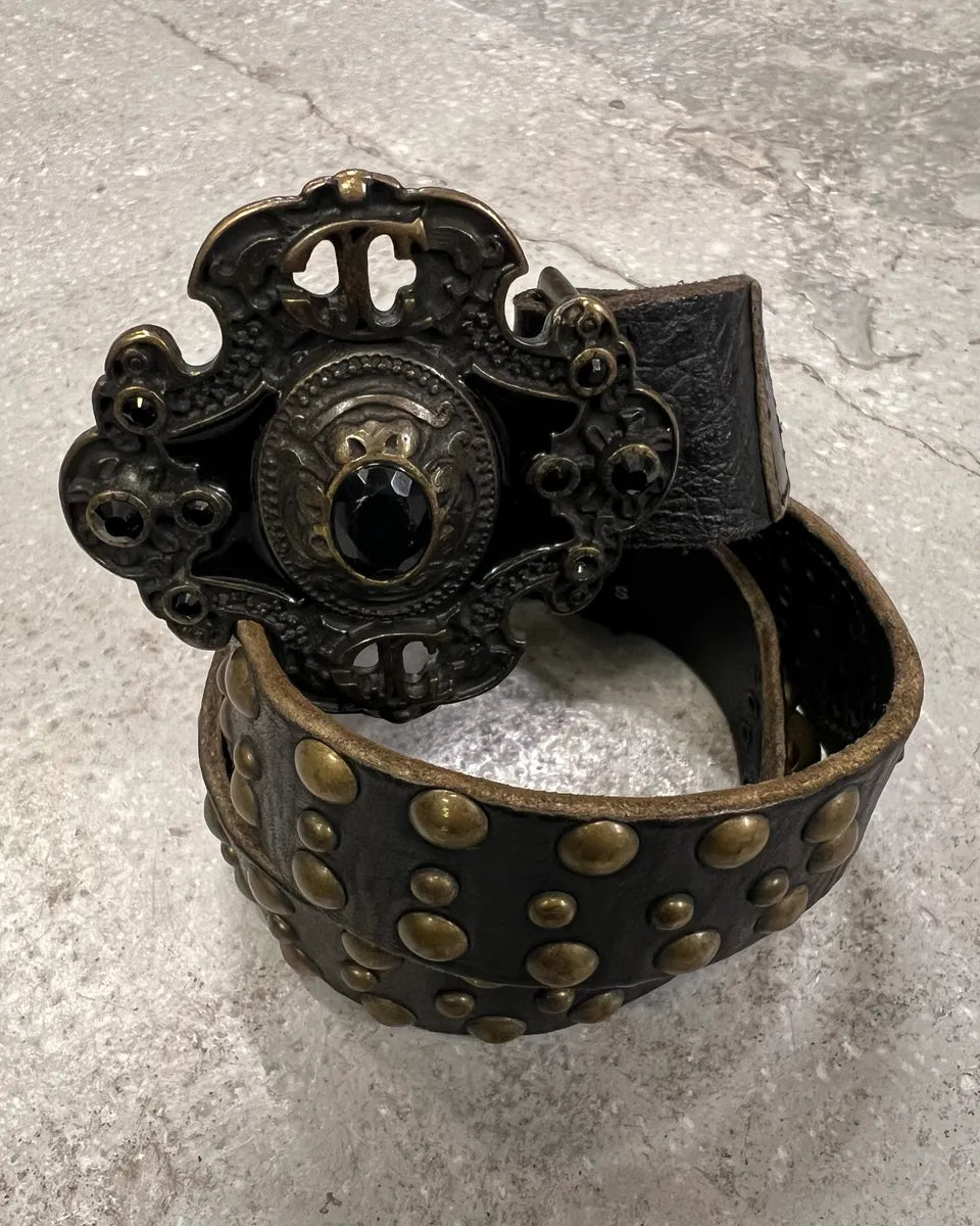 Cavalli Studded Prestigious Metal Buckle Leather Belt (OS) 6