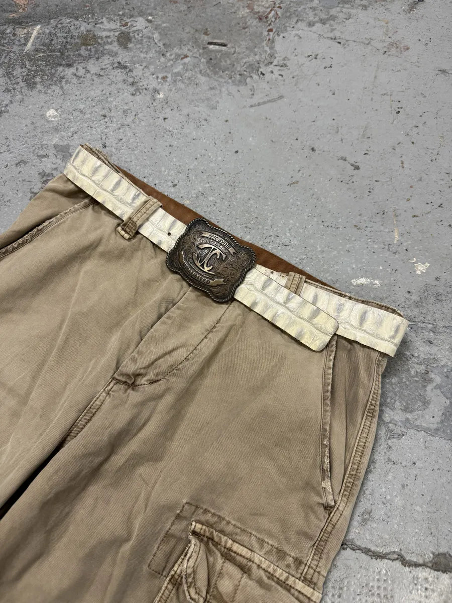 Cavalli White Creamy Crocodile Effect Leather Belt IrSQzZt 0