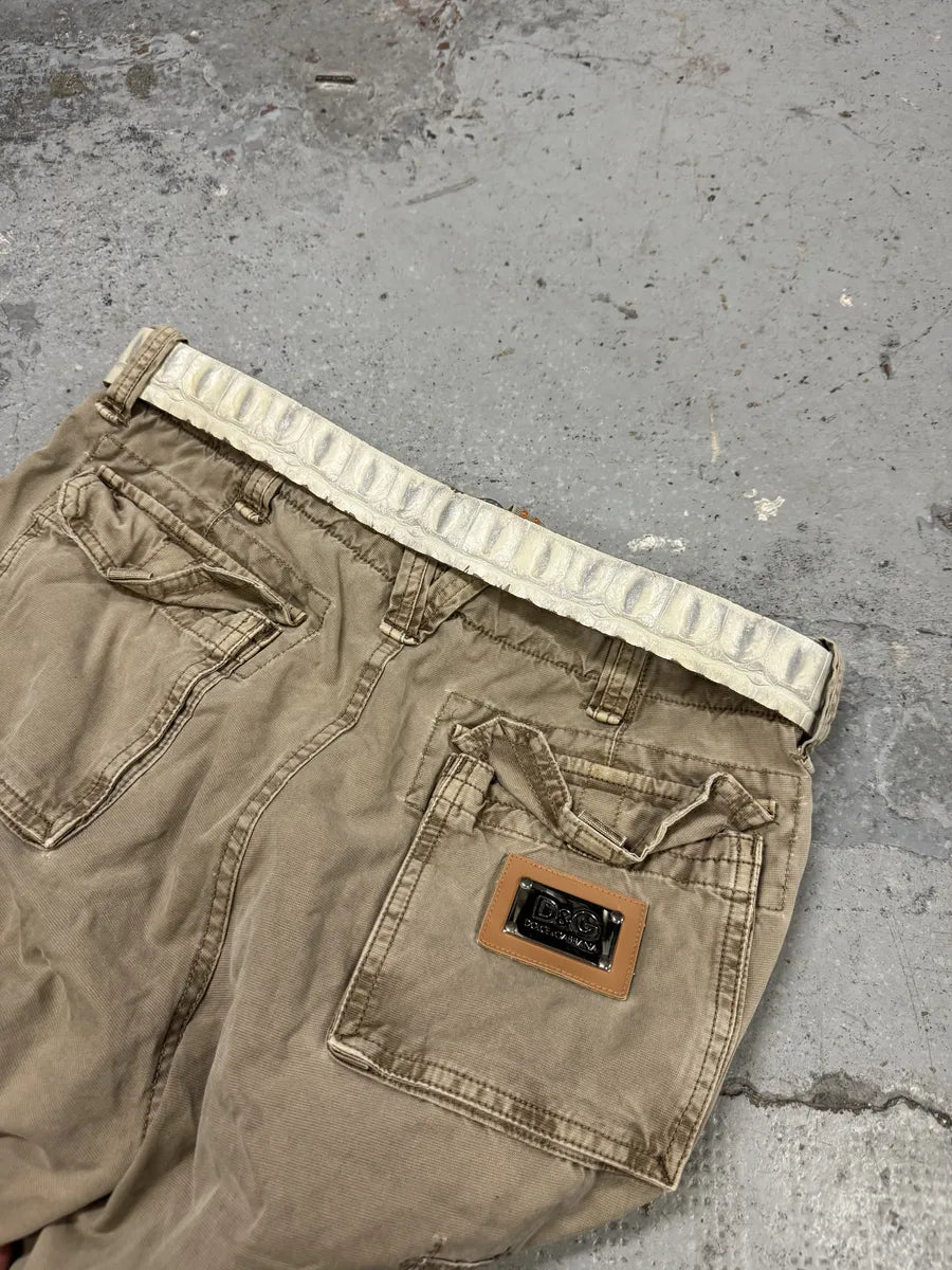 Cavalli White Creamy Crocodile Effect Leather Belt IrSQzZt 1