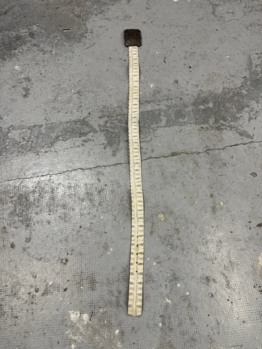 Cavalli White Creamy Crocodile Effect Leather Belt IrSQzZt 3