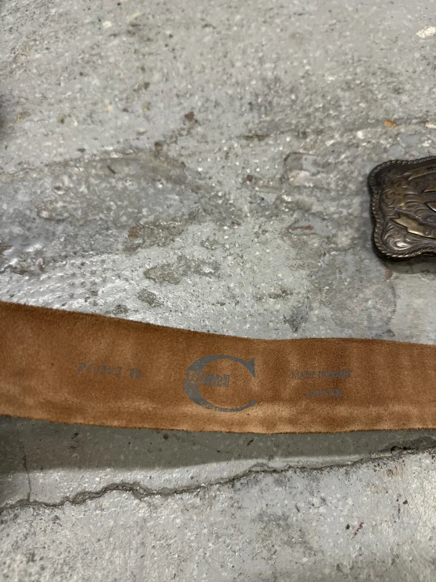 Cavalli White Creamy Crocodile Effect Leather Belt IrSQzZt 8