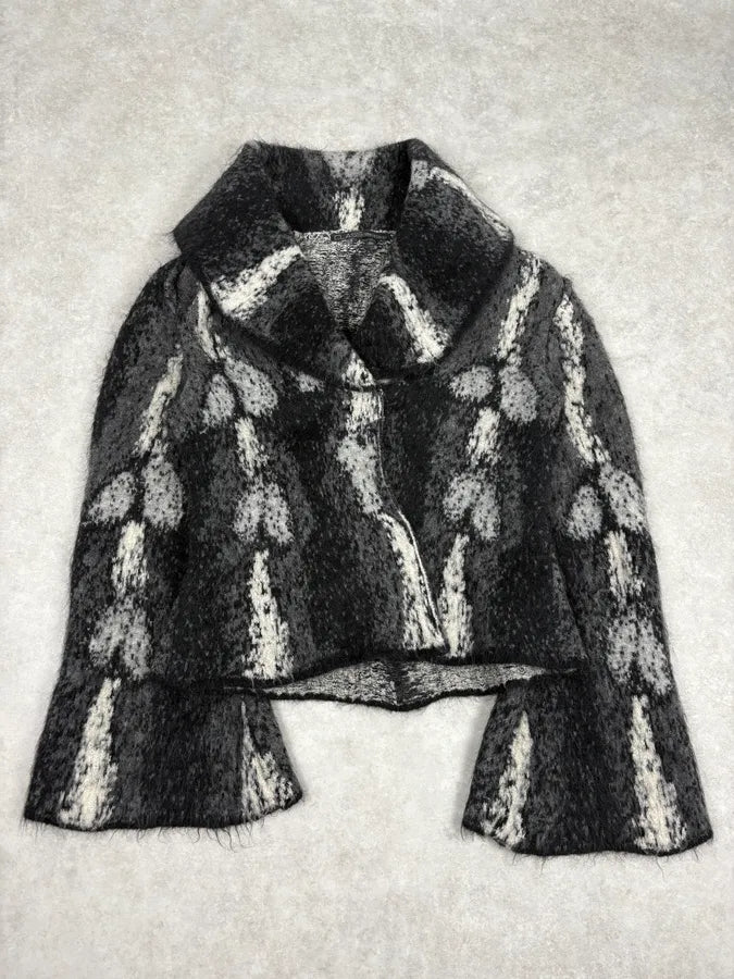 2000s Roberto Cavalli Grey & Black Wool Mohair Cardigan ojwKLkw 0