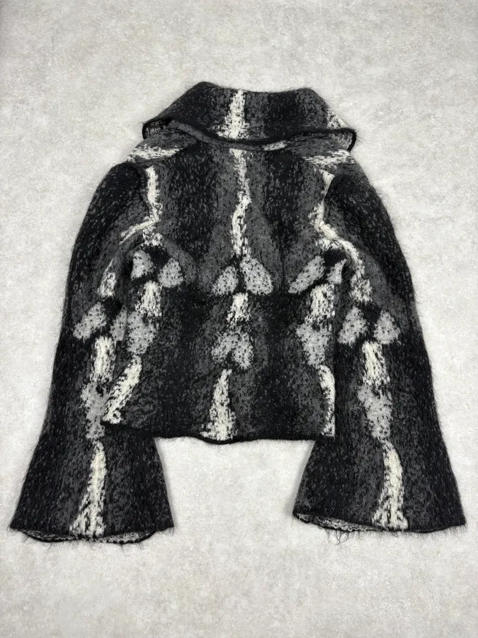 2000s Roberto Cavalli Grey & Black Wool Mohair Cardigan ojwKLkw 1