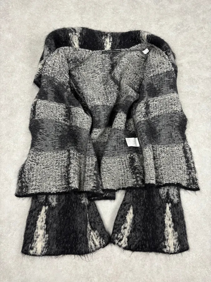 2000s Roberto Cavalli Grey & Black Wool Mohair Cardigan ojwKLkw 6