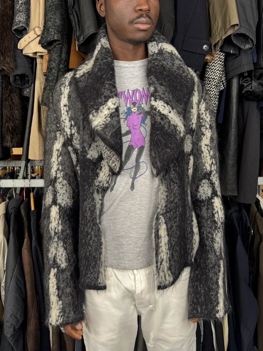 2000s Roberto Cavalli Grey & Black Wool Mohair Cardigan ojwKLkw 2