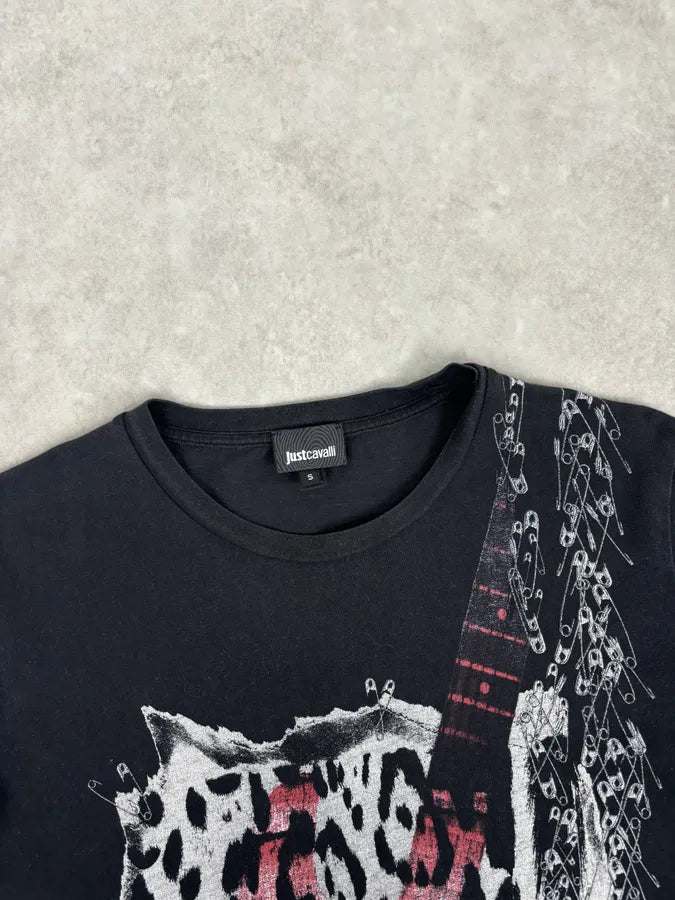 AW2016 Cavalli World Tour Leopard Guitar Black T-Shirt dRFdZwp 3