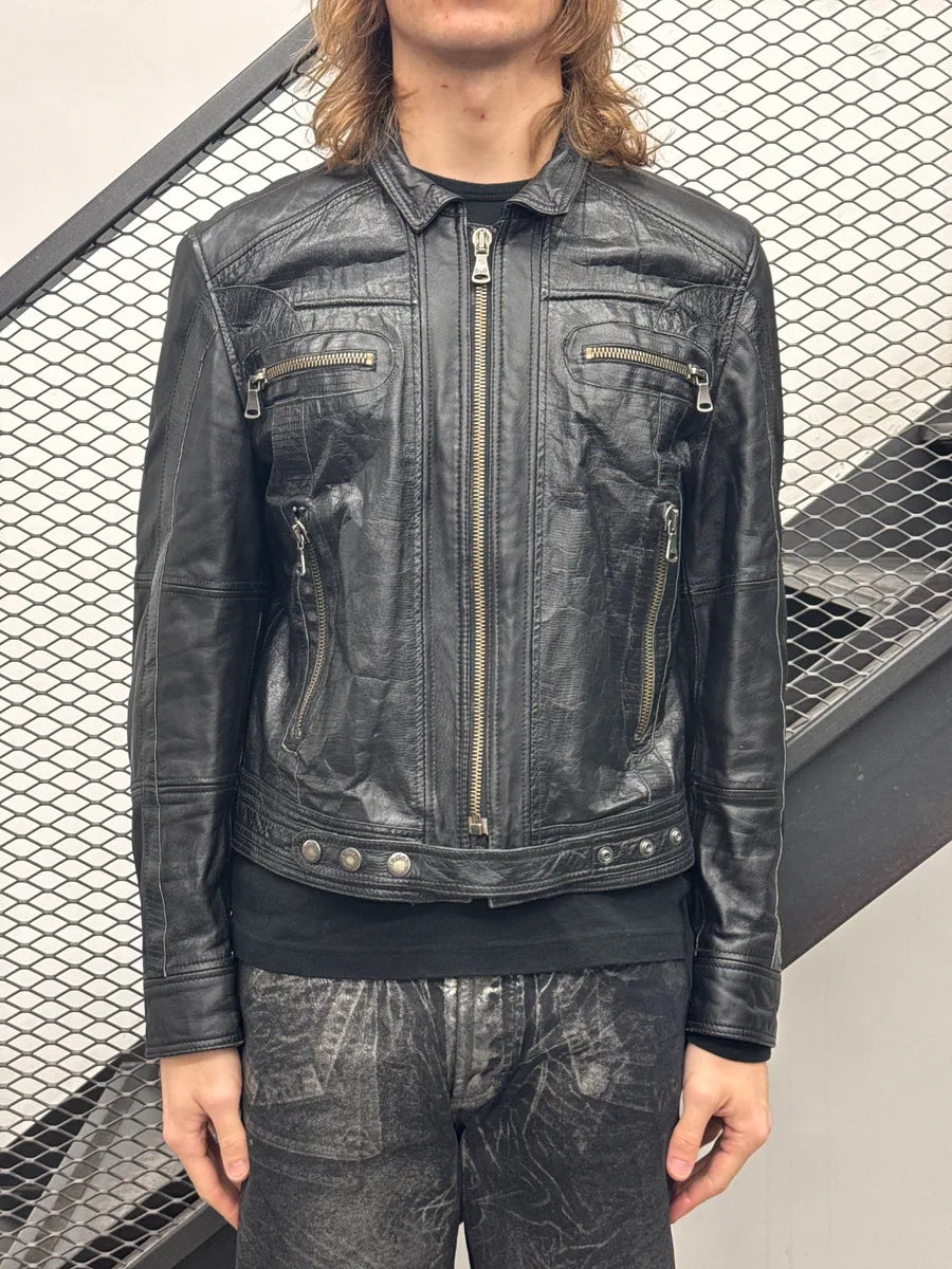 SS2005 Dolce & Gabbana Multi-Zip Lizard Embossed Black Leather Jacket cbsSggLT 0