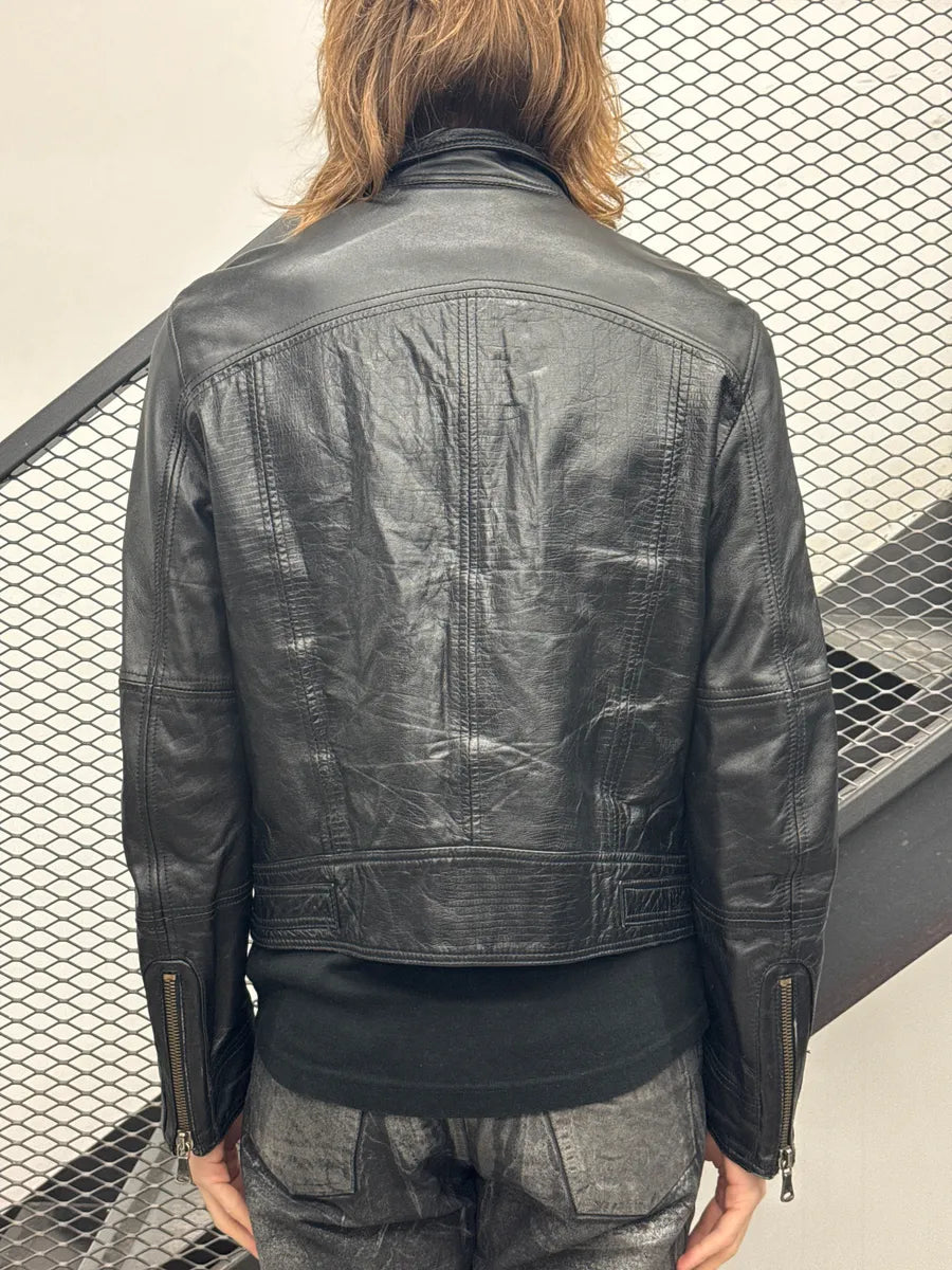 SS2005 Dolce & Gabbana Multi-Zip Lizard Embossed Black Leather Jacket cbsSggLT 1