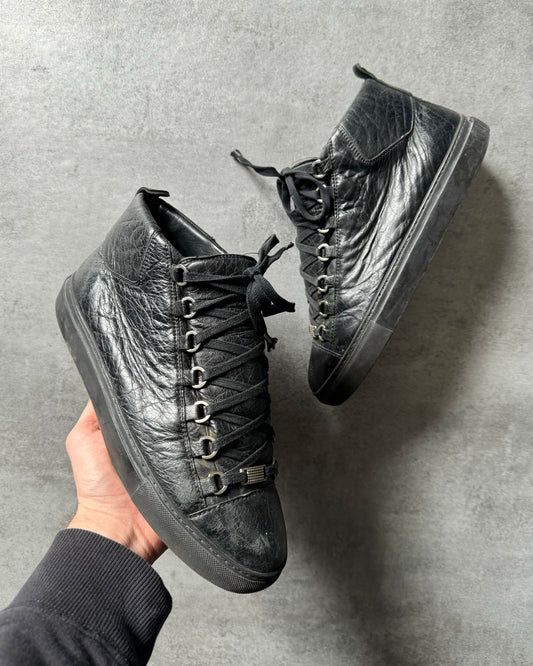 Balenciaga Arena High Black Leather Shoes (40) - 1