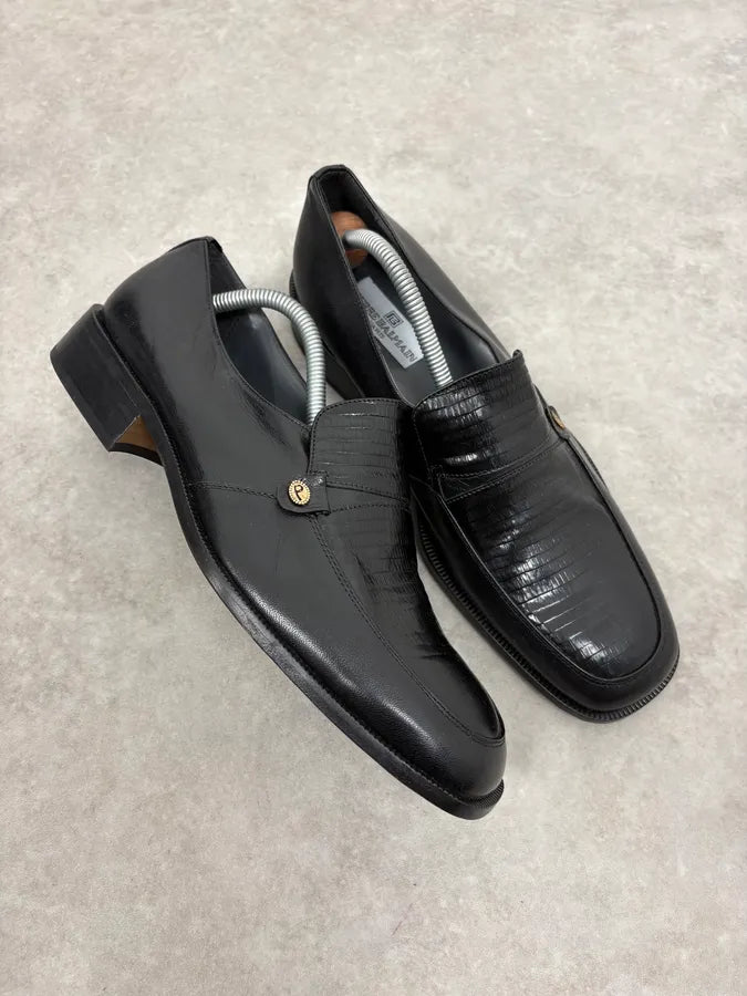 2000s Pierre Balmain Black Satin Leather Classy Loafers MgOgqRz 4