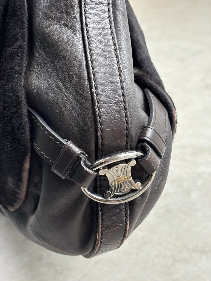 Celine Dark Brown Leather Pony Hair Handle Bag AxHtubs 11