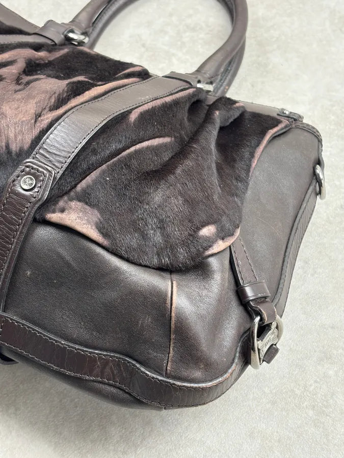 Celine Dark Brown Leather Pony Hair Handle Bag AxHtubs 18