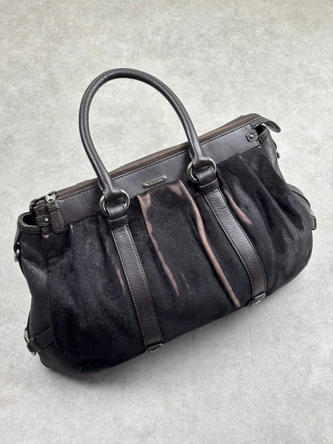 Celine Dark Brown Leather Pony Hair Handle Bag AxHtubs 0